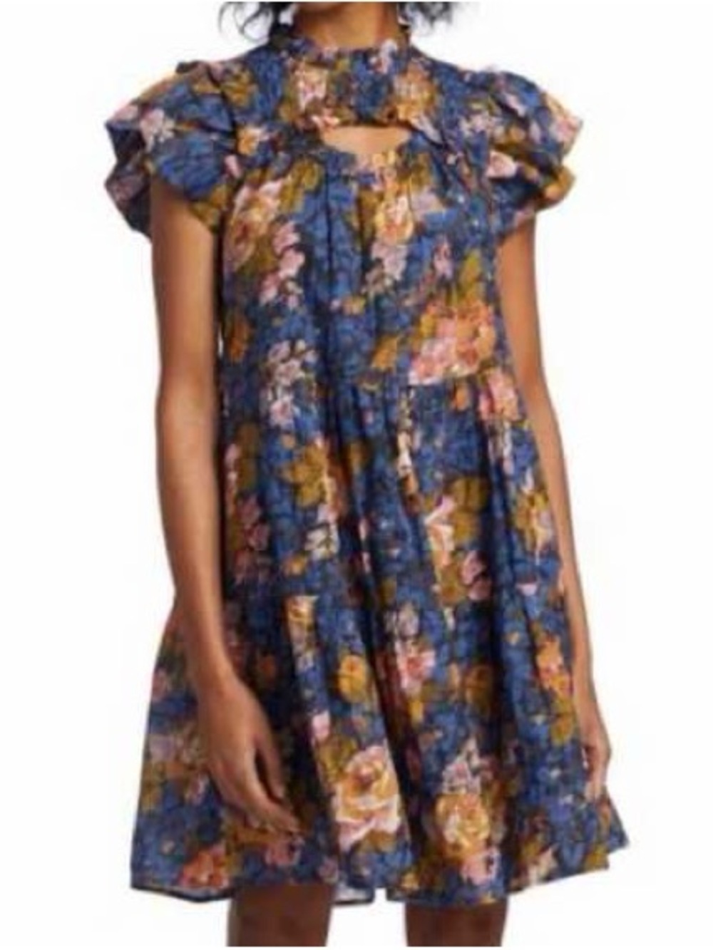 Sea New York Ines Ruffle Mini Dress, Navy Floral, sz 8